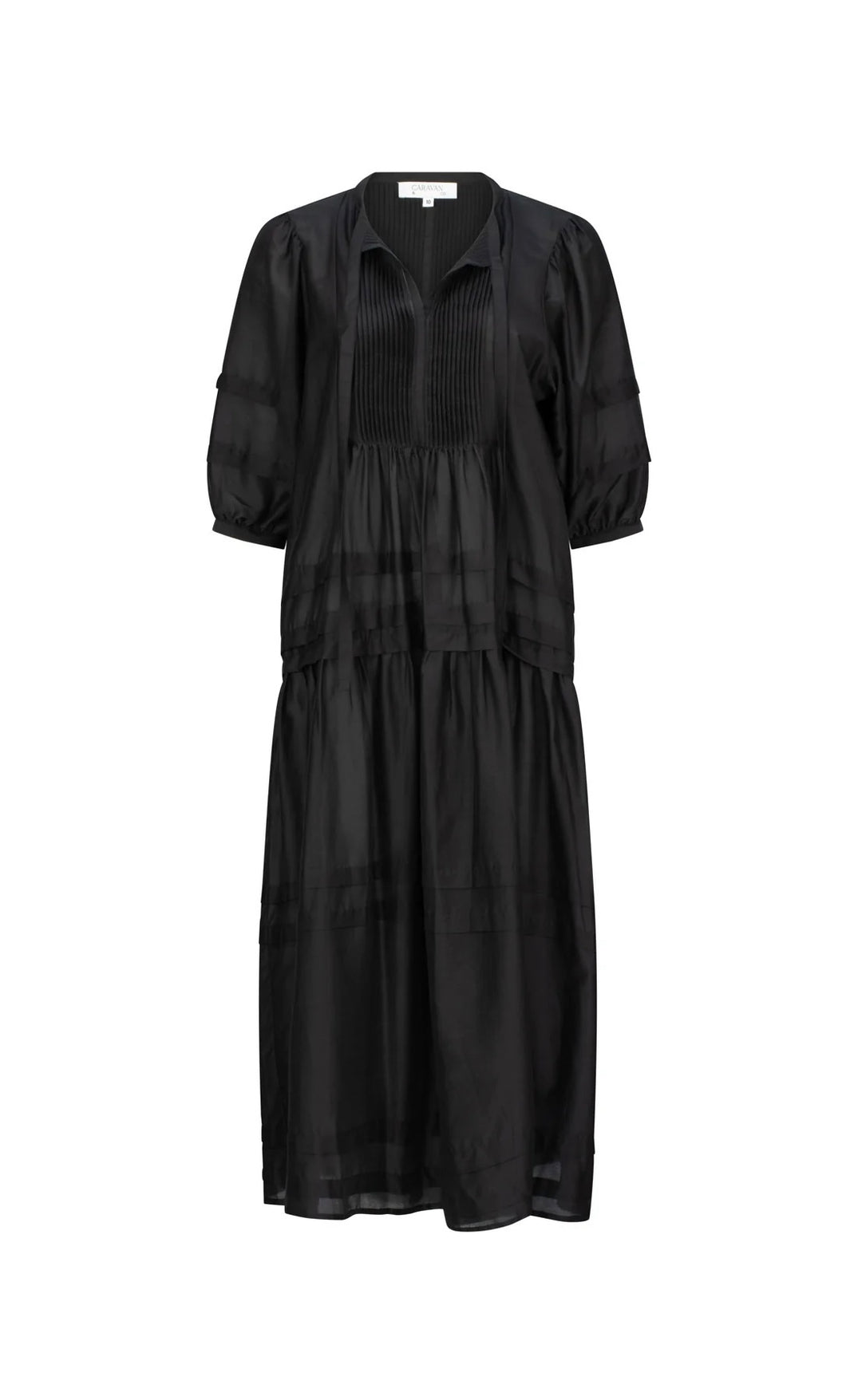 Riley Pintuck Dress Black Silk Cotton