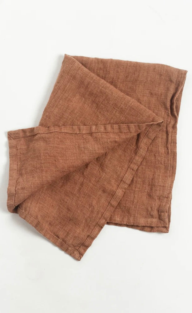 Stone Washed Linen Tea Towel Terracotta