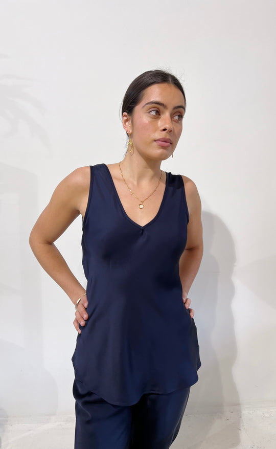 Vera Top Navy Satin