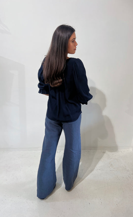 Smokin Pant Navy Linen