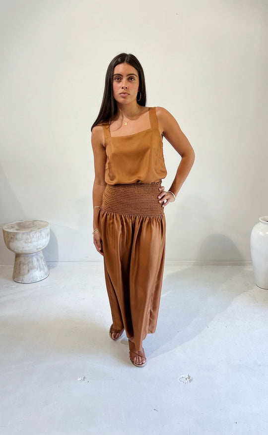 Temple Skirt Silk Rust