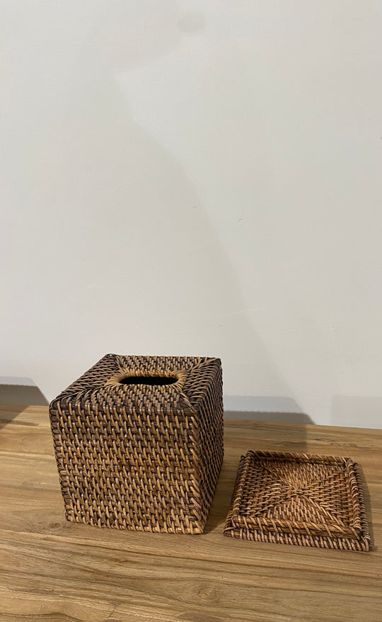 Natural Rattan Tissue Box - Square