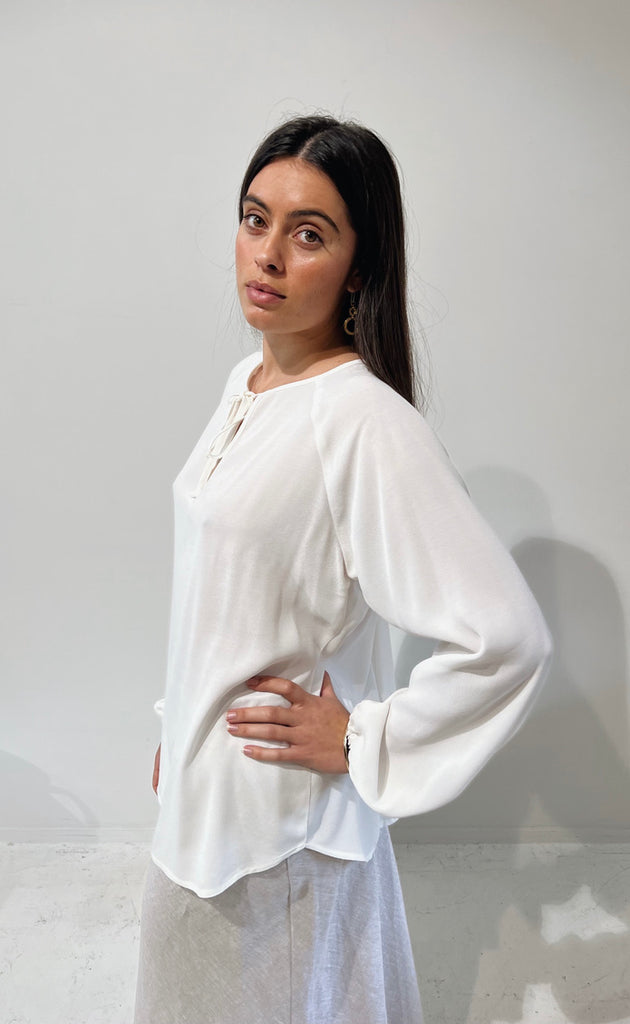 The Empower Blouse Ivory Crepe Smith & Western
