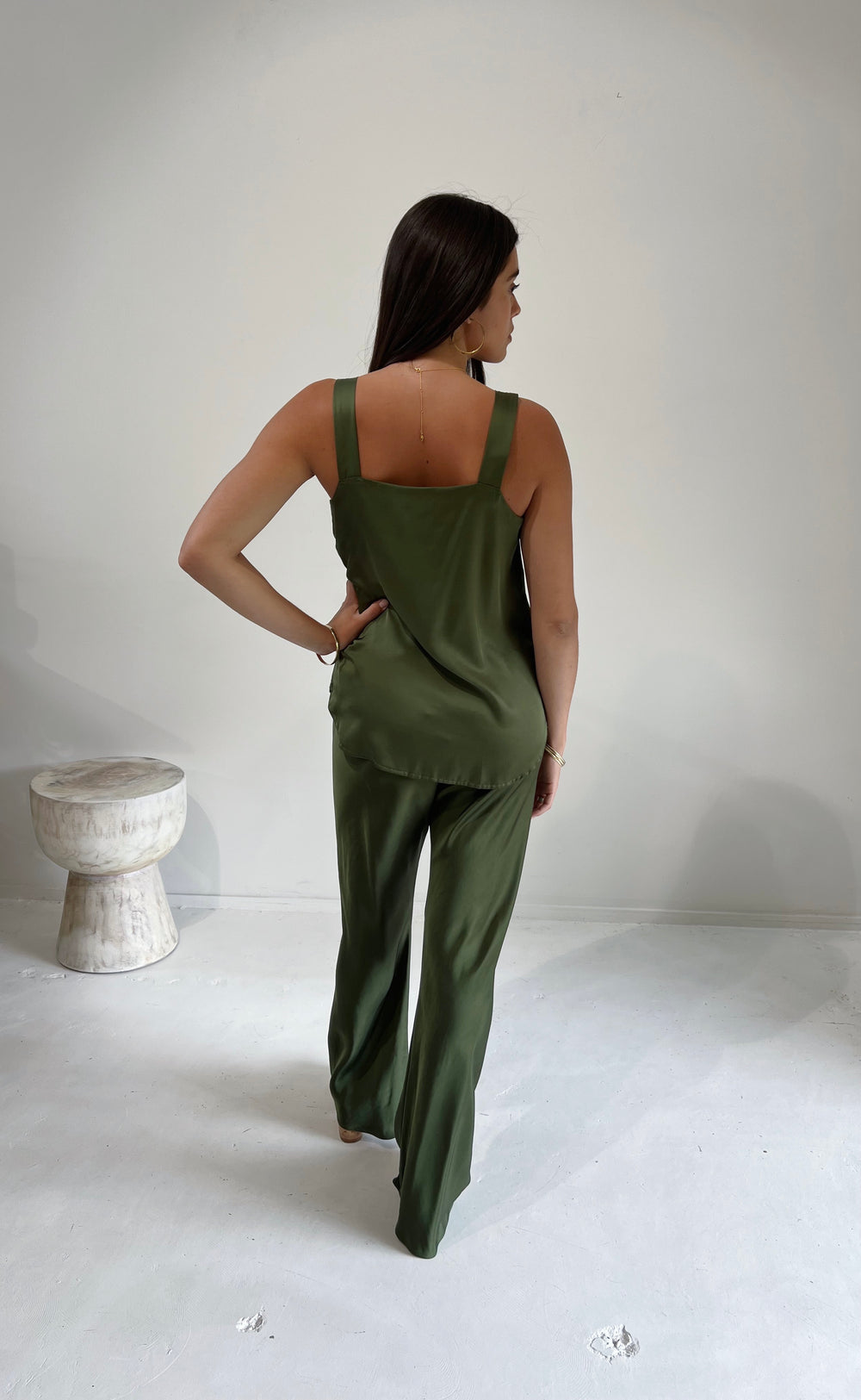 Parisienne Pant Olive Satin