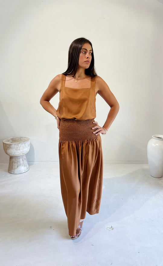 Temple Skirt Silk Rust
