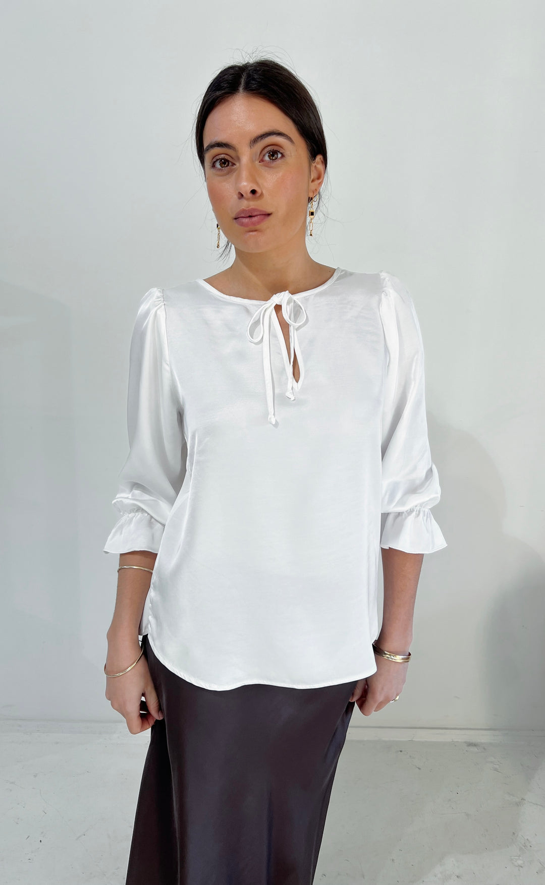 Cara Top Ivory Satin
