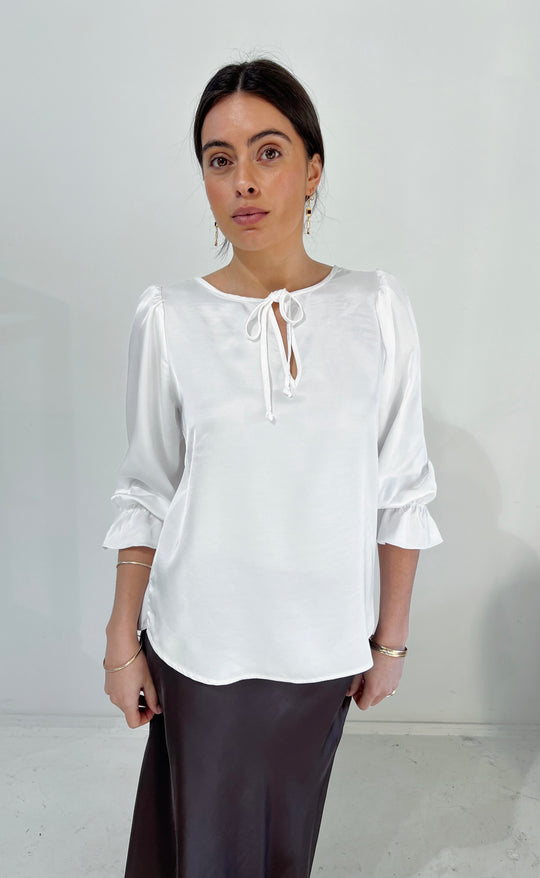 Cara Top Ivory Satin