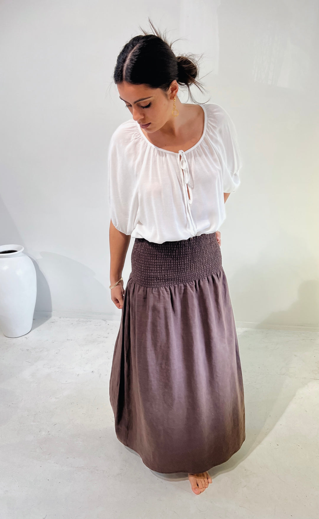 Temple Skirt Chocolate Linen