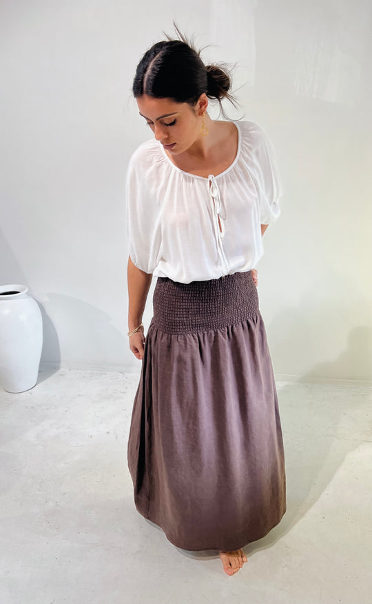 Temple Skirt Chocolate Linen
