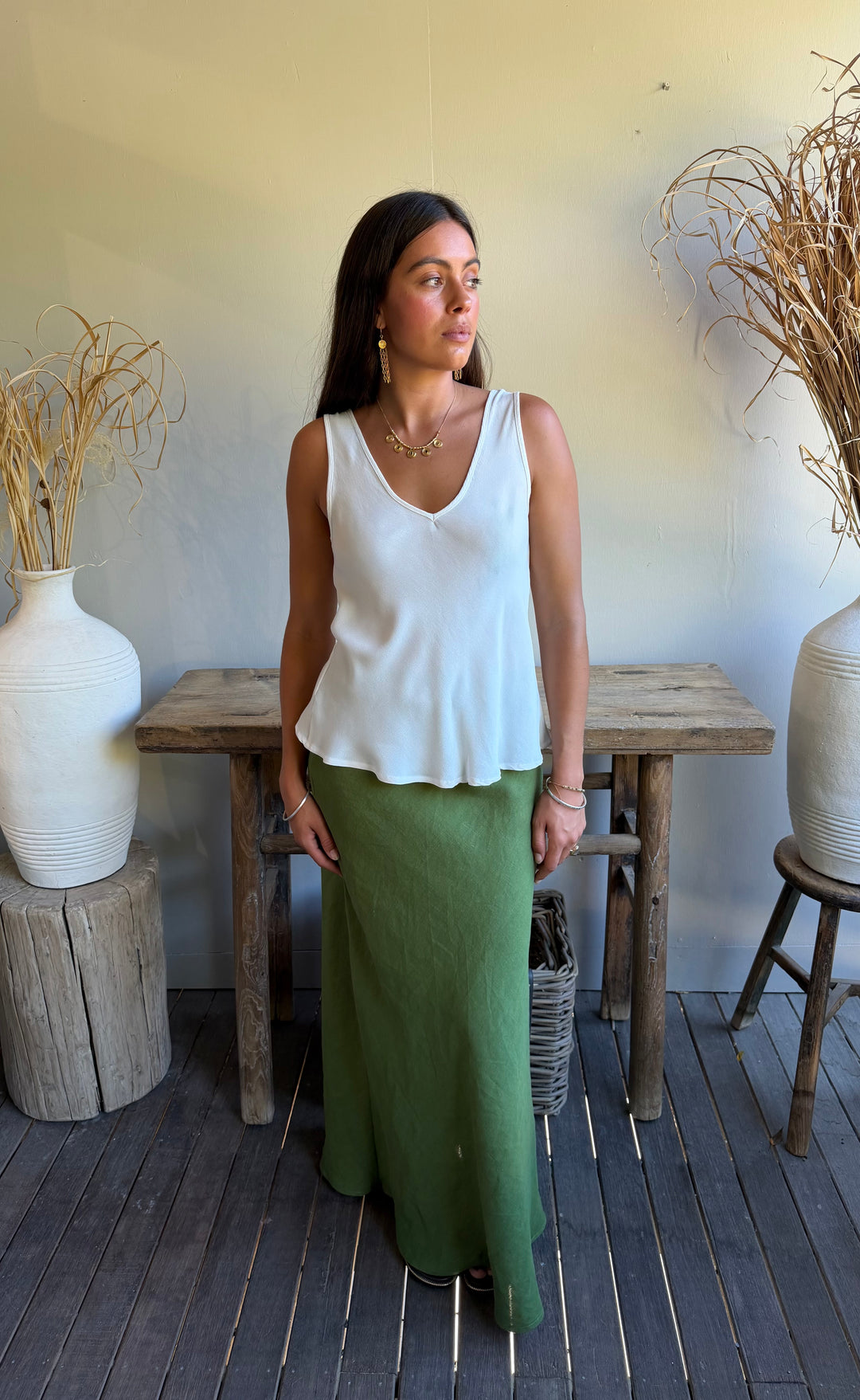 Renee Maxi Skirt Green Hemp