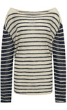 Wide Neck Striped Mohair Sweater