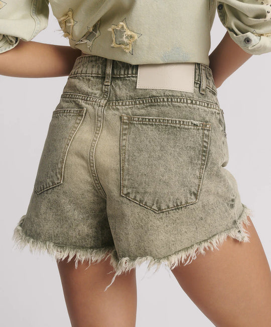 Truckers Mid Waist Denim Short | Burnt Khaki