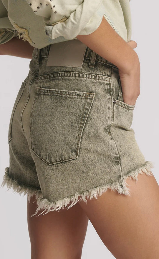 Truckers Mid Waist Denim Short | Burnt Khaki