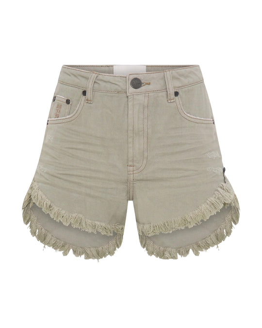 Outlaws Denim Shorts Faded Khaki
