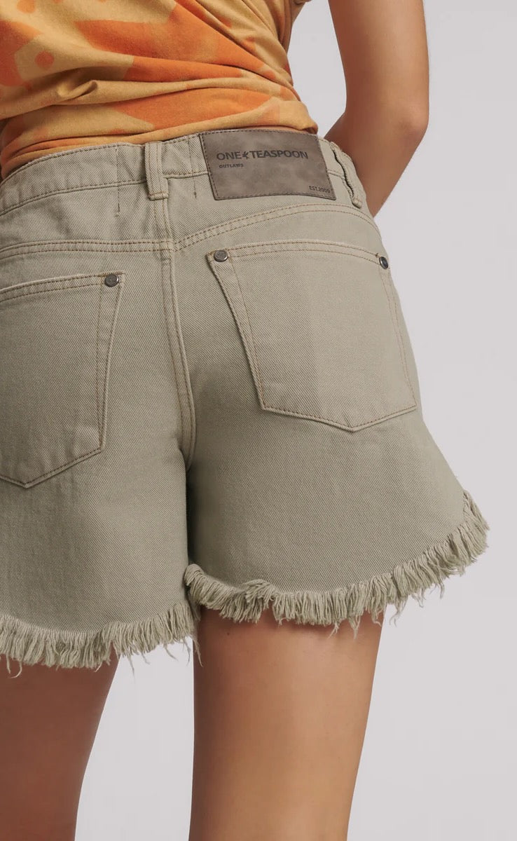 Outlaws Denim Shorts Faded Khaki