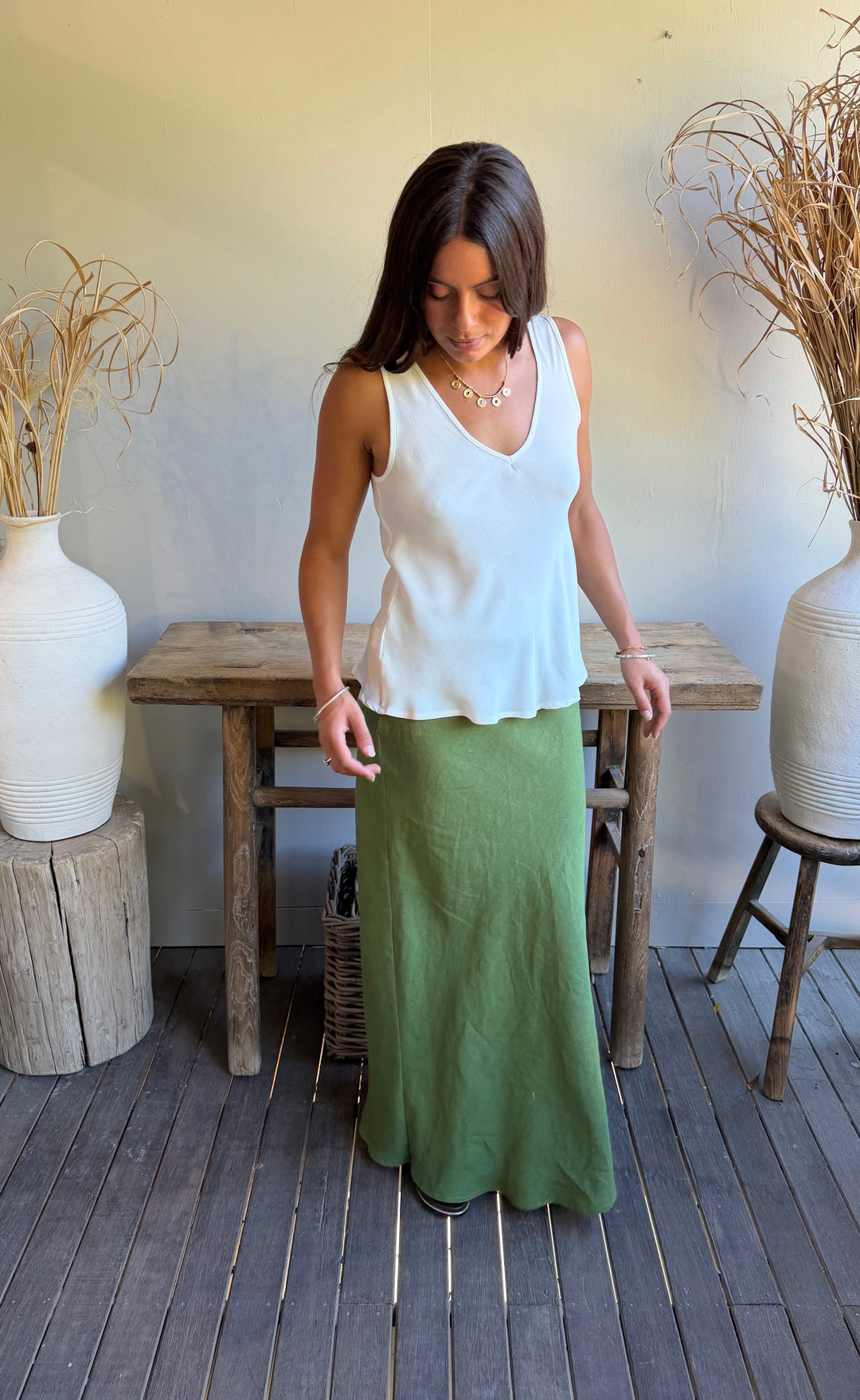 Renee Maxi Skirt Green Hemp