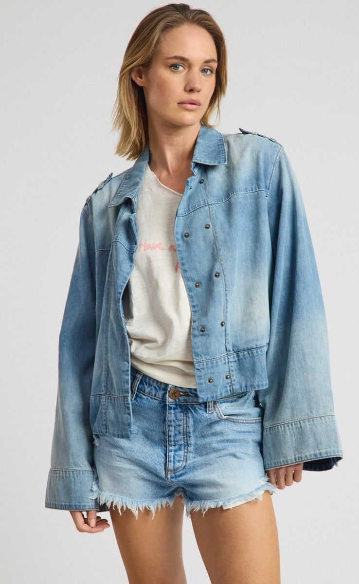 Victory Belle Denim Jacket Blue Latte
