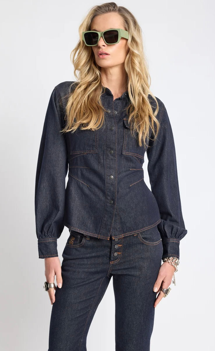 Josie Fitted Denim Shirt Raw Indigo