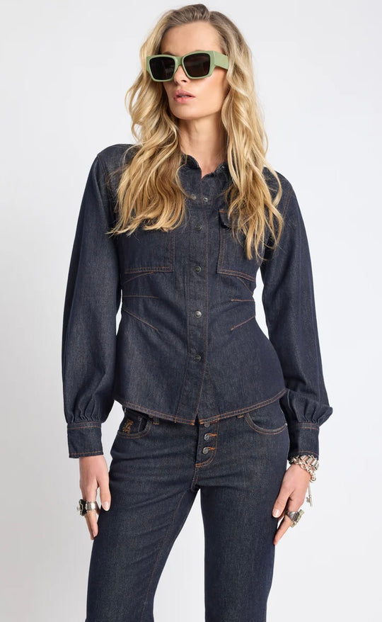 Josie Fitted Denim Shirt Raw Indigo