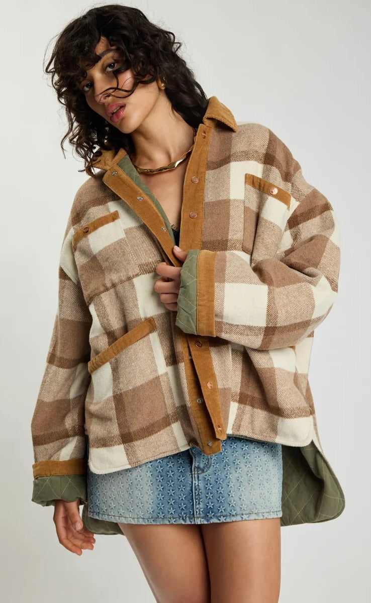 Vintage Check Padded Oversized Jacket