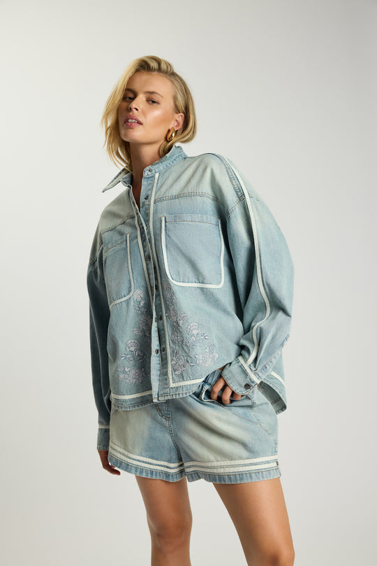 Folklore Embroidered Essential Shirt Chambray