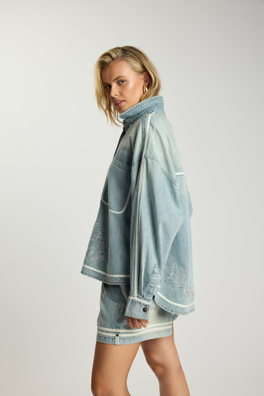 Folklore Embroidered Essential Shirt Chambray
