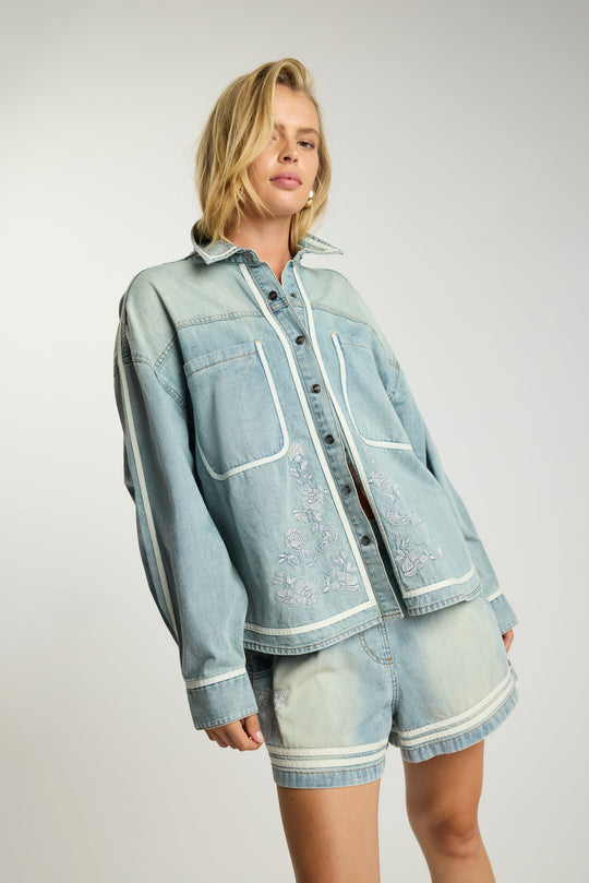 Folklore Embroidered Essential Shirt Chambray