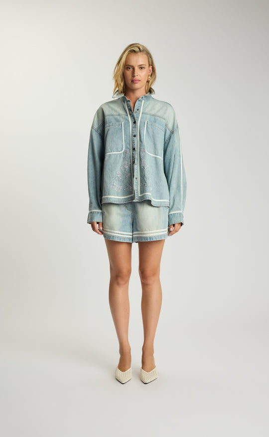 Folklore Embroidered Essential Shirt Chambray