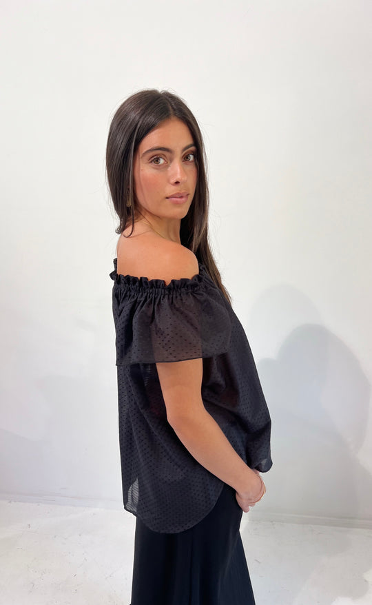 Fleur Top Silk Blend Black Fleck