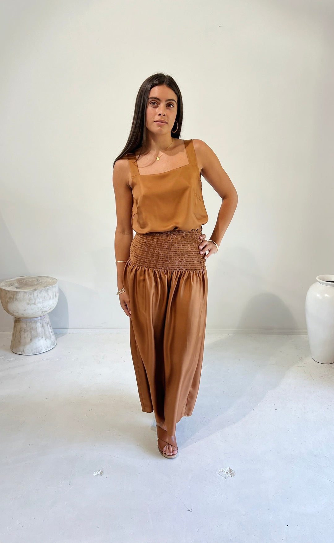 Temple Skirt Silk Rust