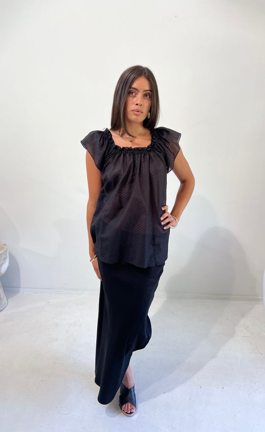 Fleur Top Silk Blend Black Fleck