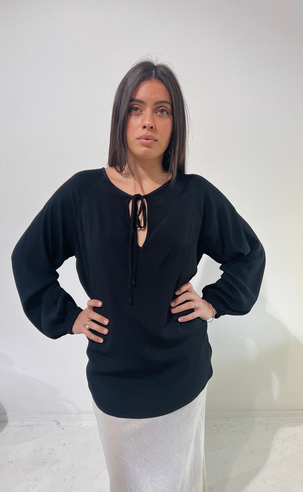 The Empower Blouse Black Crepe
