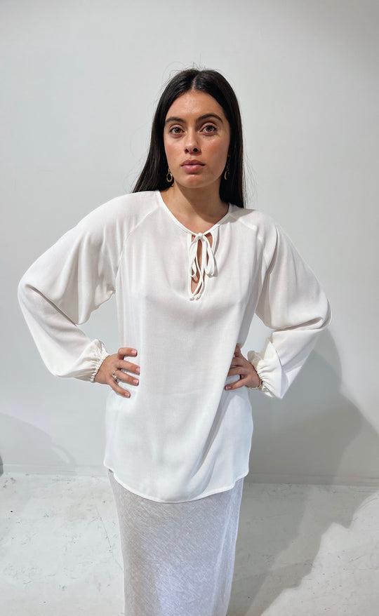 The Empower Blouse Ivory Crepe