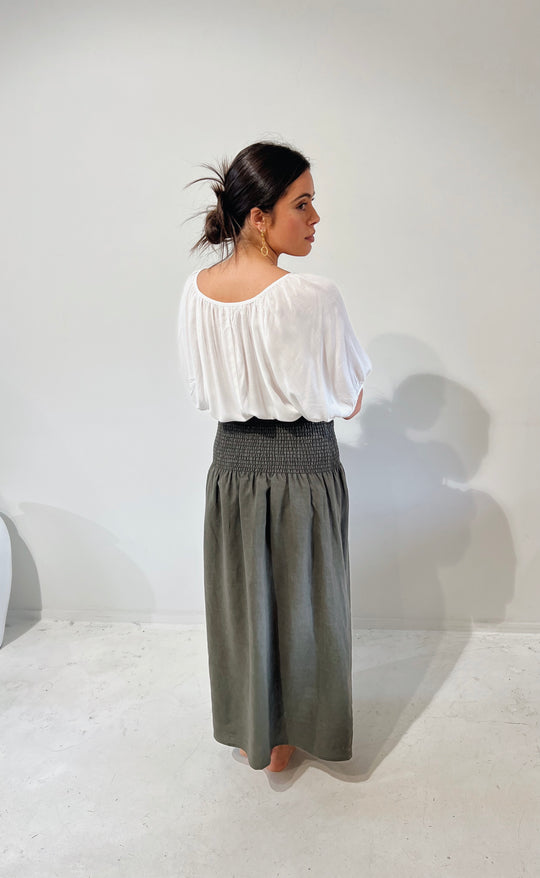Temple Skirt Caper Linen