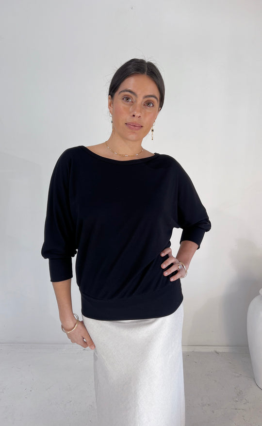 Talitha Top Black Merino