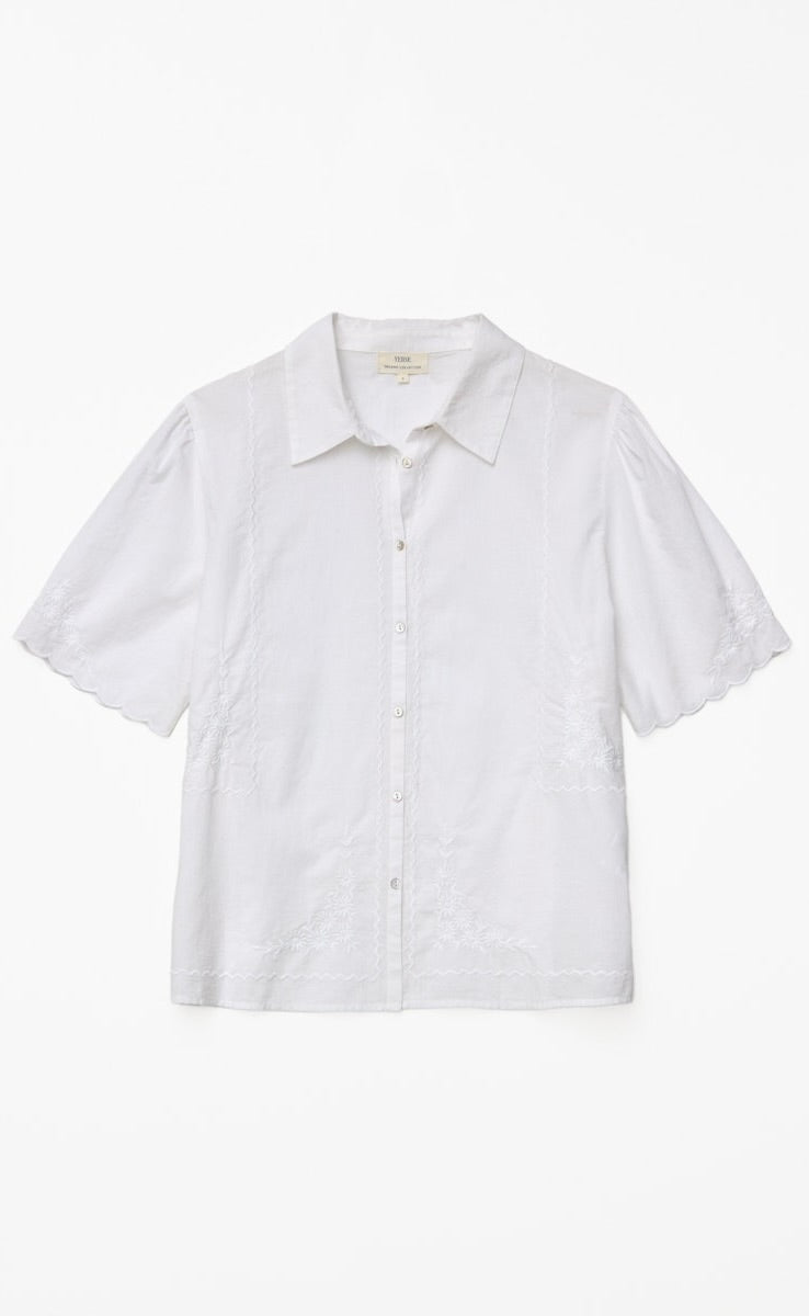 Cotton S/S Embroided Shirt White