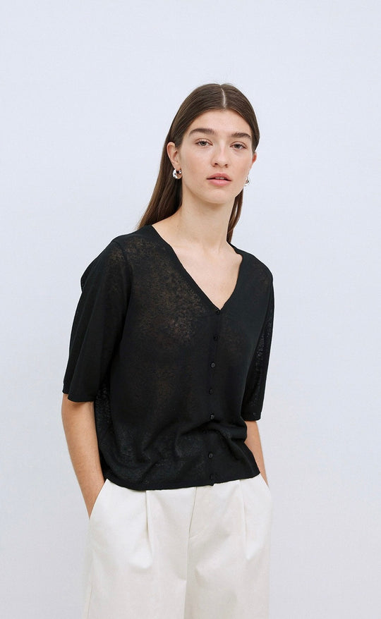 Cardigan Linen Blend Black