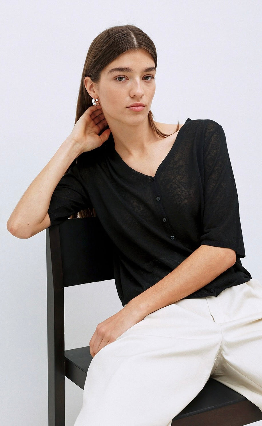 Cardigan Linen Blend Black
