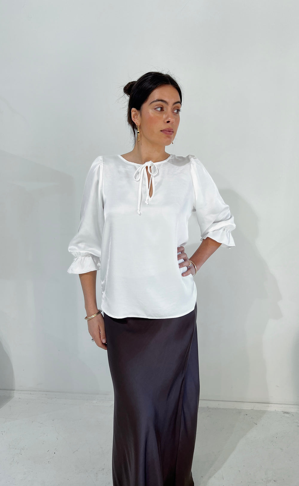 Cara Top Ivory Satin