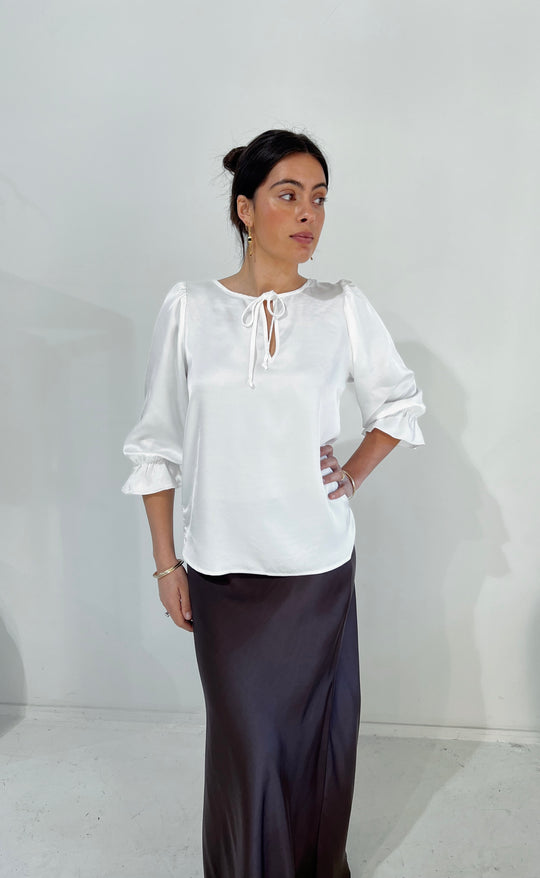 Cara Top Ivory Satin