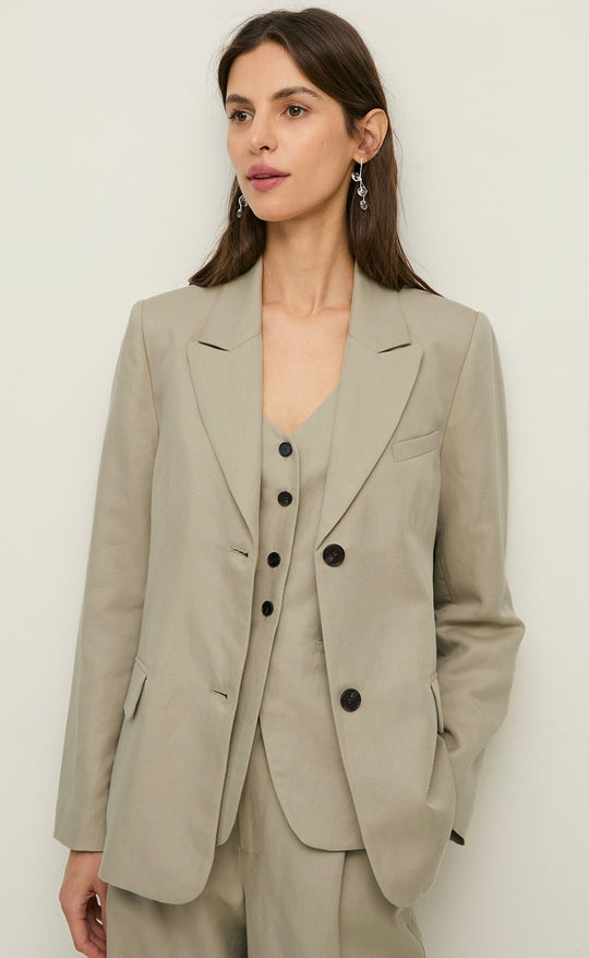 Linen Blend Blazer Ecru