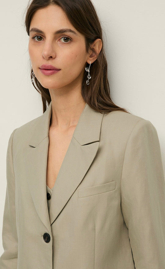 Linen Blend Blazer Ecru