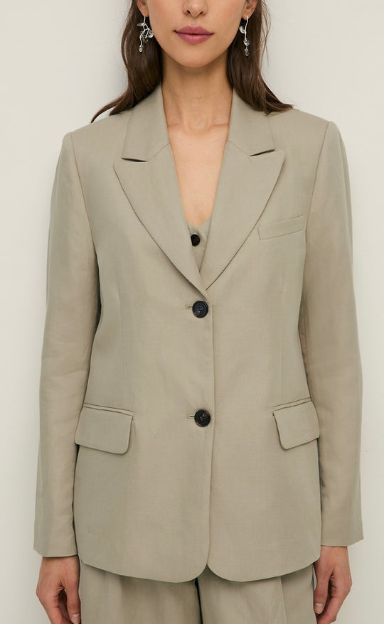 Linen Blend Blazer Ecru