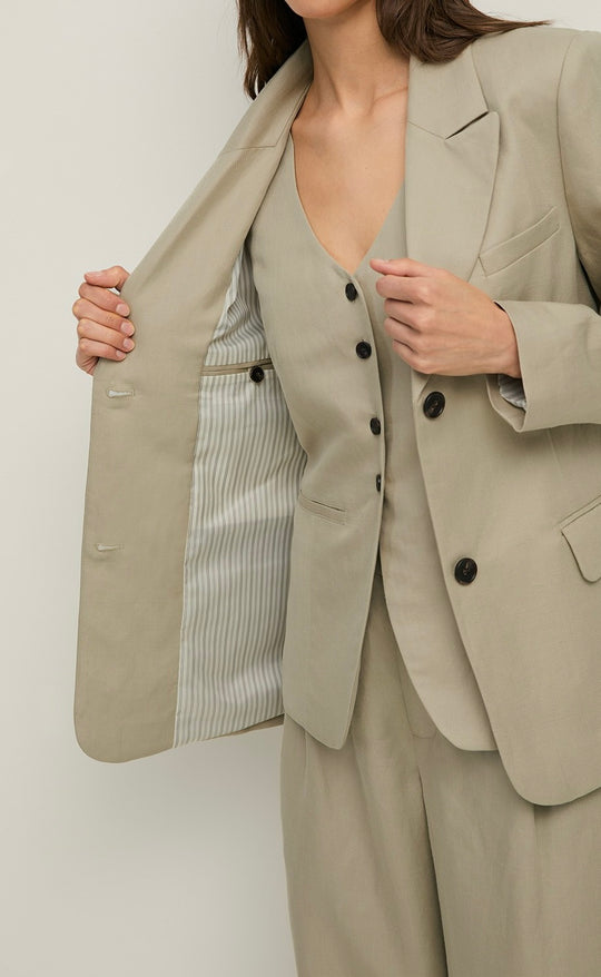 Linen Blend Blazer Ecru