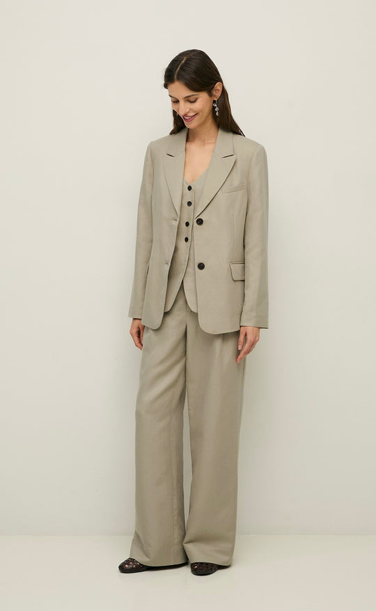 Linen Blend Blazer Ecru
