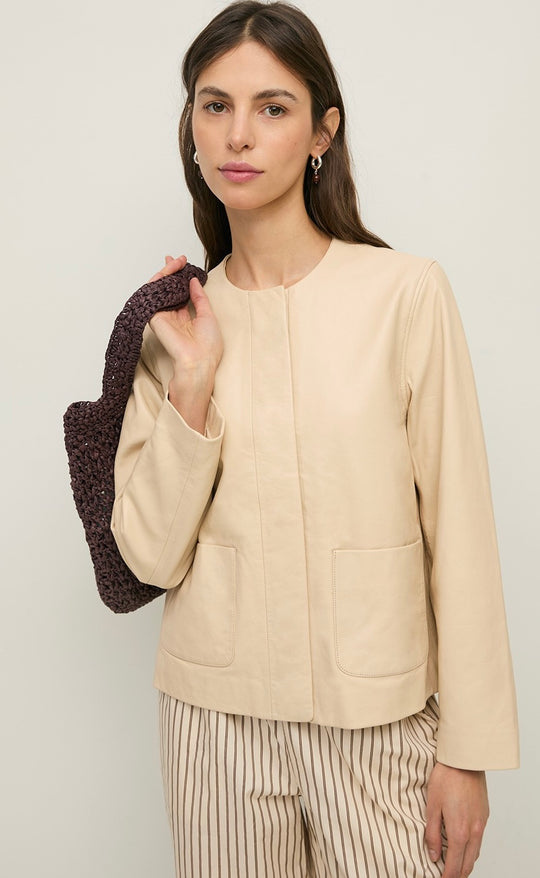 Sheepskin Leather Jacket Ecru