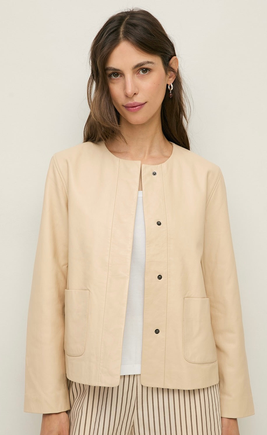 Sheepskin Leather Jacket Ecru