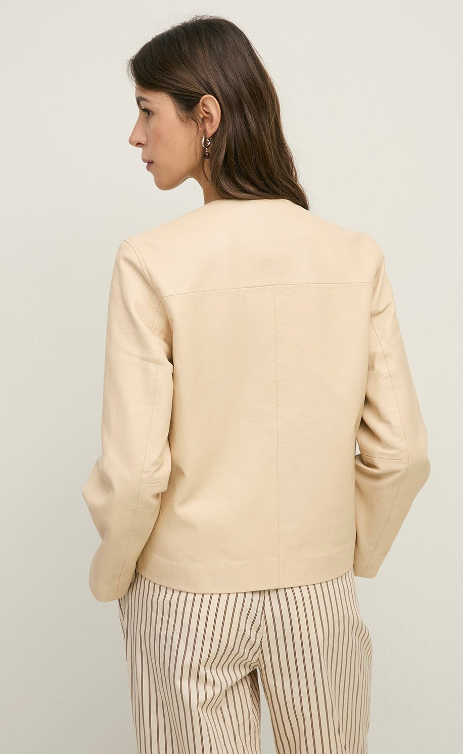 Sheepskin Leather Jacket Ecru