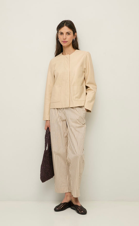 Sheepskin Leather Jacket Ecru