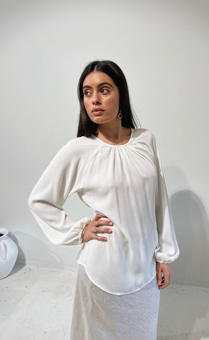 The Empower Blouse Ivory Crepe
